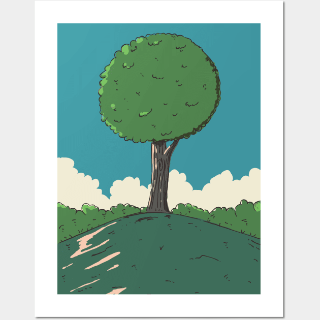 Tree on a hill Wall Art by nickemporium1